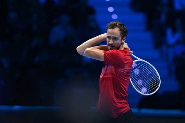Nitto ATP, Tennis Herren Finals - Daniil Medvedev vs Alex de Minaur - Turin Daniil Medvedev (RUS) during his second match at the 2024 Nitto ATP Finals in Turin, Italy, on November 12, 2024. Photo by Corinne Dubreuil ABACAPRESS.COM Turin Italy  Copyright: xDubreuilxCorinne ABACAx