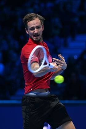 Nitto ATP, Tennis Herren Finals - Daniil Medvedev vs Alex de Minaur - Turin Daniil Medvedev (RUS) during his second match at the 2024 Nitto ATP Finals in Turin, Italy, on November 12, 2024. Photo by Corinne Dubreuil ABACAPRESS.COM Turin Italy  Copyright: xDubreuilxCorinne ABACAx