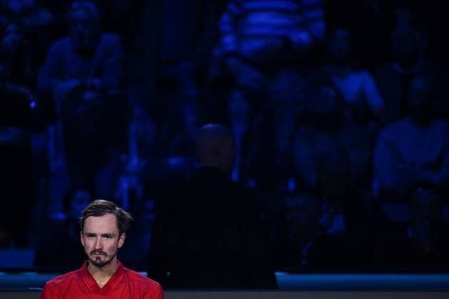 Nitto ATP, Tennis Herren Finals - Daniil Medvedev vs Alex de Minaur - Turin Daniil Medvedev (RUS) during his second match at the 2024 Nitto ATP Finals in Turin, Italy, on November 12, 2024. Photo by Corinne Dubreuil ABACAPRESS.COM Turin Italy  Copyright: xDubreuilxCorinne ABACAx