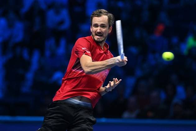 Nitto ATP, Tennis Herren Finals - Daniil Medvedev vs Alex de Minaur - Turin Daniil Medvedev (RUS) during his second match at the 2024 Nitto ATP Finals in Turin, Italy, on November 12, 2024. Photo by Corinne Dubreuil ABACAPRESS.COM Turin Italy  Copyright: xDubreuilxCorinne ABACAx