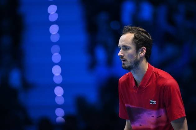 Nitto ATP, Tennis Herren Finals - Daniil Medvedev vs Alex de Minaur - Turin Daniil Medvedev (RUS) during his second match at the 2024 Nitto ATP Finals in Turin, Italy, on November 12, 2024. Photo by Corinne Dubreuil ABACAPRESS.COM Turin Italy  Copyright: xDubreuilxCorinne ABACAx