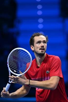 Nitto ATP, Tennis Herren Finals - Daniil Medvedev vs Alex de Minaur - Turin Daniil Medvedev (RUS) during his second match at the 2024 Nitto ATP Finals in Turin, Italy, on November 12, 2024. Photo by Corinne Dubreuil ABACAPRESS.COM Turin Italy  Copyright: xDubreuilxCorinne ABACAx