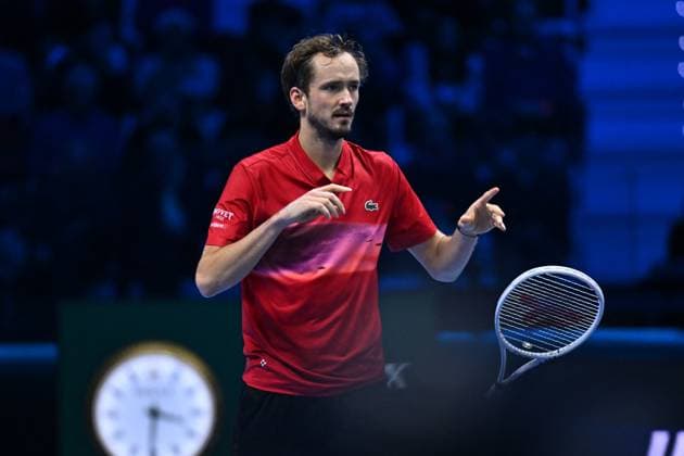 Nitto ATP, Tennis Herren Finals - Daniil Medvedev vs Alex de Minaur - Turin Daniil Medvedev (RUS) during his second match at the 2024 Nitto ATP Finals in Turin, Italy, on November 12, 2024. Photo by Corinne Dubreuil ABACAPRESS.COM Turin Italy  Copyright: xDubreuilxCorinne ABACAx