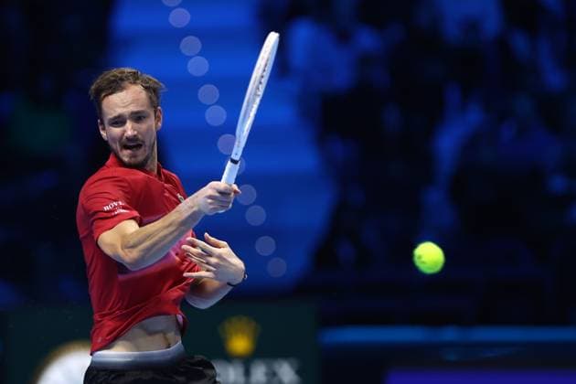 Daniil Medvedev vs Alex De Minaur Daniil Medvedev of Russia in action during the Round Robin singles match between Daniil Medvedev of Russia and Alex De Minaur of Australia on Day three of the Nitto ATP, Tennis Herren finals 2024 at Inalpi Arena on November 12, 2024 in Turin, Italy. Torino Inalpi Arena Italy Copyright: xMarcoxCanonierox