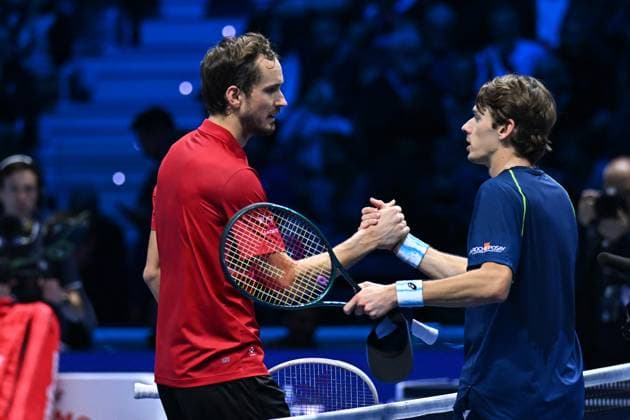 Nitto ATP, Tennis Herren Finals - Daniil Medvedev vs Alex de Minaur - Turin Daniil Medvedev (RUS) during his second match at the 2024 Nitto ATP Finals in Turin, Italy, on November 12, 2024. Photo by Corinne Dubreuil ABACAPRESS.COM Turin Italy  Copyright: xDubreuilxCorinne ABACAx