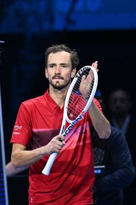 Nitto ATP, Tennis Herren Finals - Daniil Medvedev vs Alex de Minaur - Turin Daniil Medvedev (RUS) during his second match at the 2024 Nitto ATP Finals in Turin, Italy, on November 12, 2024. Photo by Corinne Dubreuil ABACAPRESS.COM Turin Italy  Copyright: xDubreuilxCorinne ABACAx