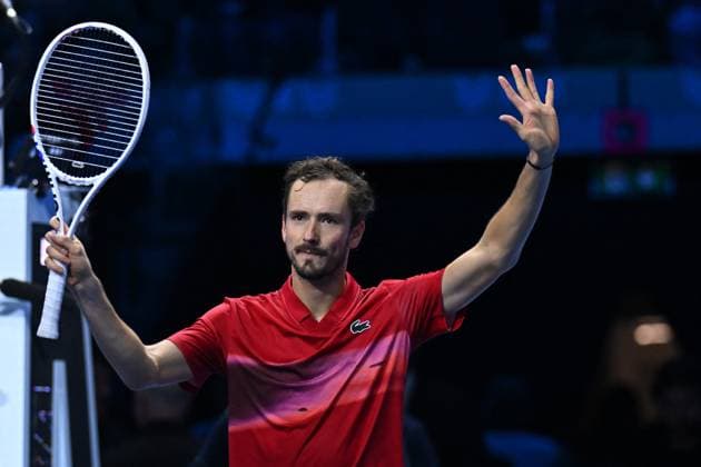 Nitto ATP, Tennis Herren Finals - Daniil Medvedev vs Alex de Minaur - Turin Daniil Medvedev (RUS) during his second match at the 2024 Nitto ATP Finals in Turin, Italy, on November 12, 2024. Photo by Corinne Dubreuil ABACAPRESS.COM Turin Italy  Copyright: xDubreuilxCorinne ABACAx