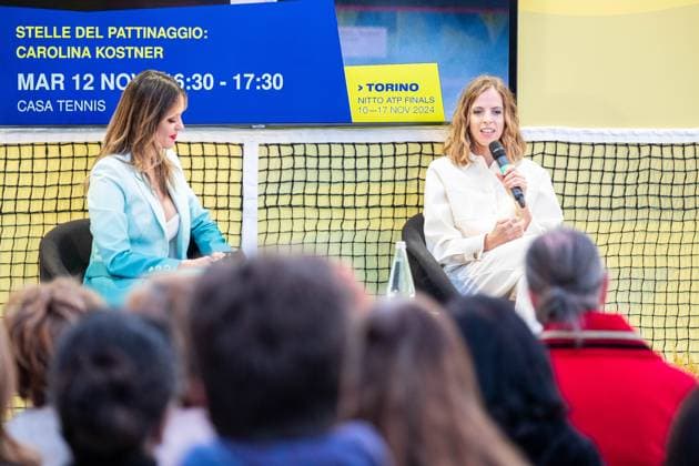 Alcuni momenti dell™incontro con Carolina Kostner nell™ambito delle Nitto ATP, Tennis Herren Finals presso casa Tennis in Piazza Castello a Torino, Italia - Cronaca - MartedÃ¬ 12 Novembre 2024 (Photo Giacomo Longo LaPresse) Some moments of the meeting with Carolina Kostner as part of the Nitto Atp Finals at the Casa Tennis in Piazza Castello in Turin, Italy - News - Tuesday 12 November 2024 (Photo Giacomo Longo LaPresse)  Copyright: xGiacomoxLongox