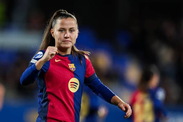 Barcelona, Spain, November 12th 2024: Claudia Pina (9 FC Barcelona, Barca celebrates after scoring during the UEFA Womens Champions League football match between FC Barcelona and SKN St Polten at the Johan Cruyff Stadium in Barcelona, Spain (Judit Cartiel SPP) Copyright: xJuditxCartiel SPPx spp-en-JuCa-JUCA0752