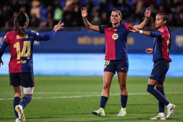 November 12, 2024, Sant Joan Despi, Barcelona, Spain: Kika Nazareth of FC Barcelona, Barca Femenino celebrates a goal during the UEFA Women s Champions League 2024 25 Group Stage MD3, football match played between FC Barcelona and SKN St. Polten at Johan Cruyff Stadium on November 12, 2024 in Sant Joan Despi, Spain. Sant Joan Despi Spain - ZUMAa181 20241112_zaa_a181_070 Copyright: xJavierxBorregox
