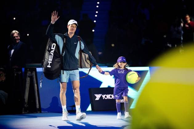 Italy s Jannik Sinner before the singles tennis match of the ATP, Tennis Herren World Tour Finals against United States Taylor Fritz at the Inalpi Arena in Turin, Italy - - Tuesday, November 12, 2024.  Copyright: xMarcoxAlpozzi LaPressex