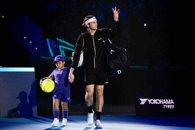 United States Taylor Fritz before the singles tennis match of the ATP, Tennis Herren World Tour Finals against Italy s Jannik Sinner at the Inalpi Arena in Turin, Italy - - Tuesday, November 12, 2024.  Copyright: xMarcoxAlpozzi LaPressex