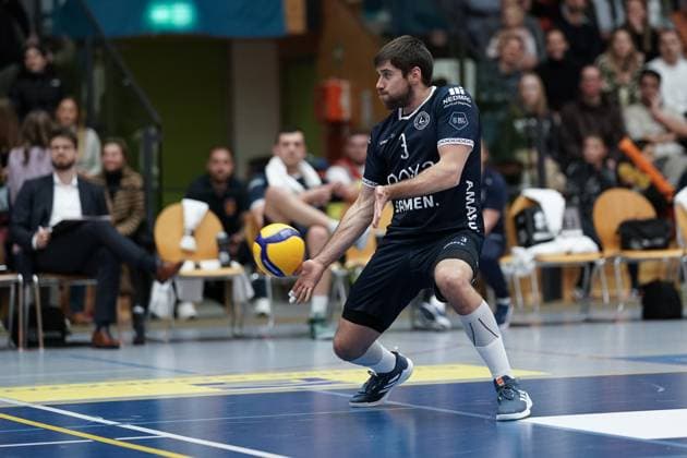 Volleyball, CEV Challenge Cup 12 11 2024, Volleyball, Centre Sportif Lorentzweiler, Luxembourg, CEV Challenge Cup, VC Lorentzweiler LUX Lycurgus Volleyball NL vl Uros Planinsic Lycurgus Volleyball 3