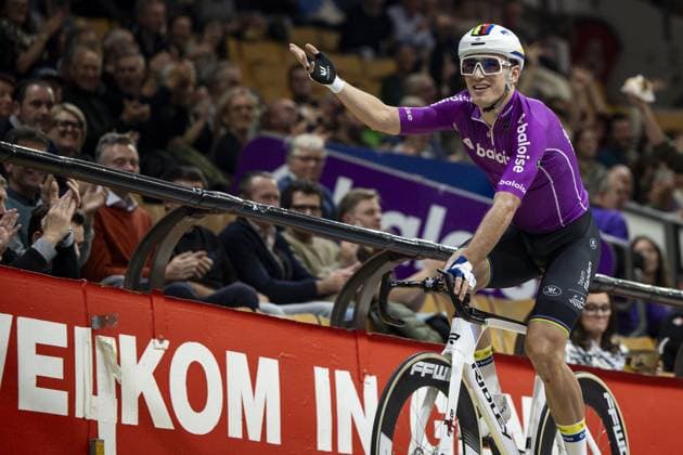 Belgian Lindsay De Vylder pictured in action during the first day of the Zesdaagse Vlaanderen-Gent six-day indoor Track cycling, Rad, Radsport, Bahnrad, Bahn event at the indoor cycling arena t Kuipke, Tuesday 12 November 2024, in Gent. DAVIDxPINTENS  x105265371x