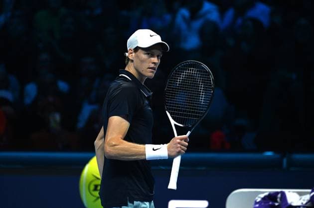 November 12, 2024, Turin: Jannik Sinner of Italy during the match against Taylor Fritz of USA at the Nitto ATP, Tennis Herren Finals in Turin, Italy 12 November 2024..ANSA MASSIMO RANA Nitto ATP Finals in Turin  - ZUMAa110 20241112_zaf_a110_012 Copyright: xMassimoxRanax