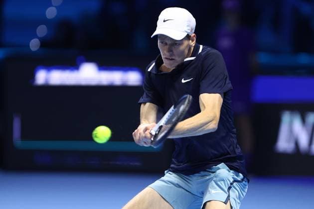 Jannik Sinner (Italy) controls the ball, Day 3, Nitto ATP, Tennis Herren Finals 2024, INALPI Arena, November 12, 2024, Turin, Italy.
