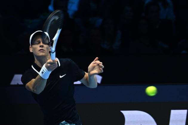 November 12, 2024, Turin: Jannik Sinner of Italy during the match against Taylor Fritz of USA at the Nitto ATP, Tennis Herren Finals in Turin, Italy 12 November 2024..ANSA MASSIMO RANA Nitto ATP Finals in Turin  - ZUMAa110 20241112_zaf_a110_015 Copyright: xMassimoxRanax