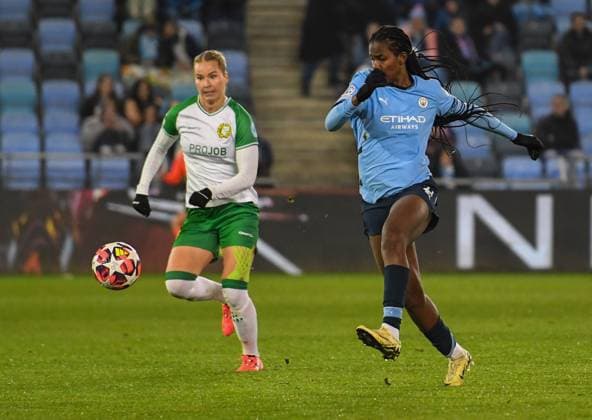 Manchester City Women v Hammarby Fotboll Women UEFA Womens Champions League Khadija Shaw of Manchester City women during the UEFA Womens Champions League Group D match at Joie Stadium, Manchester UK Newspapers OUT Copyright: xKarlxVallantinex FIL-20930-0059