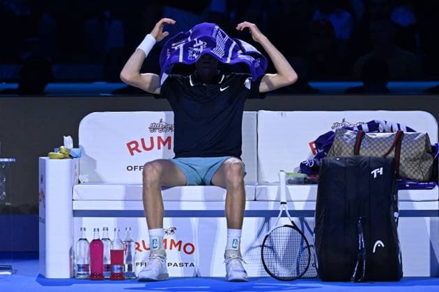 Sport Bilder des Tages Nitto ATP, Tennis Herren Finals - Sinner v Fritz Jannik Sinner (ITA) during his second match at the 2024 Nitto ATP Finals in Torino, Italy, on November 12, 2024. Photo by Corinne Dubreuil ABACAPRESS.COM Turin Italy  Copyright: xDubreuilxCorinne ABACAx