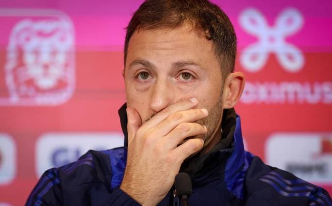 Belgium s head coach Domenico Tedesco pictured during a training session of Belgian national soccer team Red Devils, ahead of tomorrow game against Italy in the Nations League group phase, Wednesday 13 November 2024 in Tubize. VIRGINIExLEFOUR  x105307130x