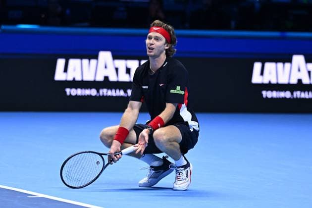 Nitto ATP, Tennis Herren Finals - Alcaraz vs Rublev - Turin Andrey Rublev (RUS) during his second match at the 2024 Nitto ATP Finals in Turin, Italy, on November 13, 2024. Photo by Corinne Dubreuil ABACAPRESS.COM Turin Italy  Copyright: xDubreuilxCorinne ABACAx