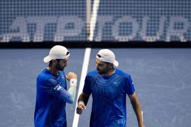 Italy s Simone and Italy s Andrea Vavassori during the match against Kevin KRAWIETZ, of Germay and Tim PUETZ of Germany, at the Inalpi Arena in Turin, Italy - - Wednesday, November 13, 2024.  Copyright: xMarcoxAlpozzi LaPressex