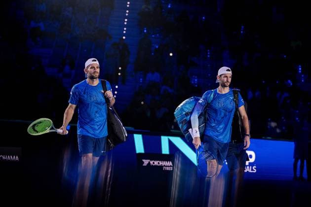 Italy s Simone and Italy s Andrea Vavassori during the match against Kevin KRAWIETZ, of Germay and Tim PUETZ of Germany, at the Inalpi Arena in Turin, Italy - - Wednesday, November 13, 2024.  Copyright: xMarcoxAlpozzi LaPressex