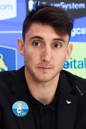 Italian Andrea Cambiaso pictured during a press conference, PK, Pressekonferenz of Italian national soccer team, ahead of tomorrow game against Belgium in the Nations League group phase, Wednesday 13 November 2024 in Brussels. BRUNOxFAHY  x105334501x