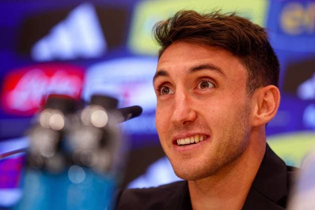 Italian National Football Team Media Activities 13 11 2024 BRUSSELS, BELGIUM - NOVEMBER 13 : Andrea Cambiaso defender of Italy pictured during the press conference, PK, Pressekonferenz prior to the upcoming UEFA Nations League game between Belgium and Italy on November 13, 2024 in Brussels, Belgium, 13 11 2024 Brussels Belgium  Copyright: xTomasxSiskx
