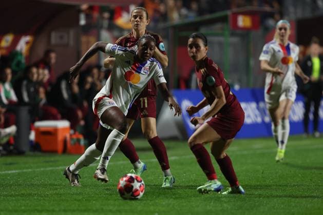 Rome, Italy 13.11.2024: Kadidiatou Diani of Lyonnais, Licia Di Guglielmo of Roma during the UEFA Women s Champions League 2024-2025 football match between As Roma WomenÃ¢ÂÄÂ™s vs Olympique Lyonnais womenÃ¢ÂÄÂ™s at Tre Fontane stadium in Rome.  Copyright: xMarcoxIacobucci IPAxSportx xipa-x xx IPA_51527637 IPA_Agency_IPA51527637