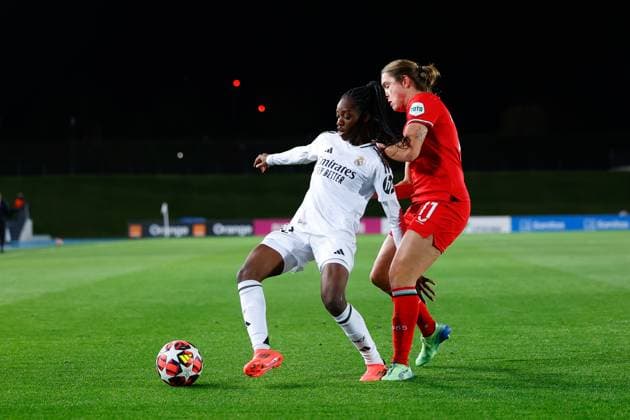 November 13, 2024, Valdebebas, Madrid, SPAIN: Naomie Feller of Real Madrid in action during the UEFA Womenâ€⠢s Champions League, Group B, football match played between Real Madrid and FC Twente at Alfredo Di Stefano stadium on November 13, 2024, in Valdebebas, Madrid, Spain. Valdebebas SPAIN - ZUMAa181 20241113_zaa_a181_042 Copyright: xDennisxAgyemanx