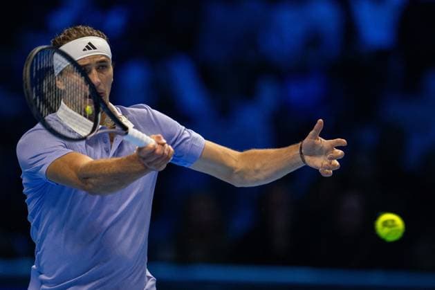 Germany s Alexander Zverev returns the ball to Norway s Casper Ruud& xa0;during& xa0;their singles tennis match of the ATP, Tennis Herren World Tour Finals at the Inalpi Arena, in Turin, Italy - - Wednesday, November 13, 2024.  Copyright: xMarcoxAlpozzi LaPressex