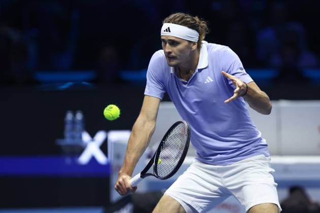 Alexander Zverev (Germany) controls the ball, Day 4, Nitto ATP, Tennis Herren Finals 2024, INALPI Arena, November 13, 2024, Turin, Italy.