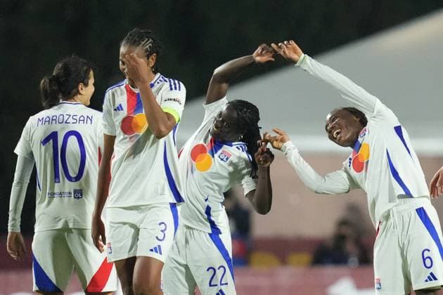 Sport Bilder des Tages Olympique Lyonnais Melchie Dumornay celebrates after scoring 0-2 during the Uefa Women s Champions League Group A soccer match between Roma and Olympique Lyonnais at the Rome s Tre Fontane stadium, Italy - Wednesday November 13, 2024 - Soccer ( Photo by Alfredo Falcone LaPresse )  Copyright: xAlfredoxFalcone LaPressex