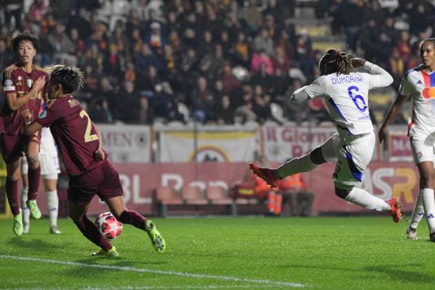 Olympique Lyonnais Melchie Dumornay goal 0-1 during the UEFA WomenÃ¢ÂÄÂ™s Champions League 2024 25 group stage group A match between AS Roma Women vs Olympique Lyonnais at the Tre Fontane stadium Rome on 13 November 2024.  Copyright: xFabrizioxCorradetti IPAxSportx x xx IPA_51528857 IPA_Agency_IPA51528857