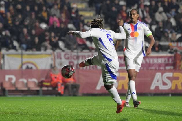 Olympique Lyonnais Melchie Dumornay goal 0-1 during the UEFA WomenÃ¢ÂÄÂ™s Champions League 2024 25 group stage group A match between AS Roma Women vs Olympique Lyonnais at the Tre Fontane stadium Rome on 13 November 2024.  Copyright: xFabrizioxCorradetti IPAxSportx x xx IPA_51528861 IPA_Agency_IPA51528861