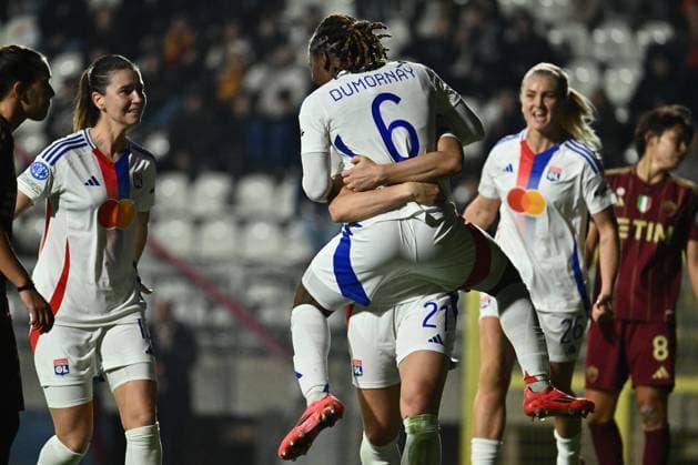 Melchie Dumornay of Olympique Lyonnais celebrates after scoring the gol of 0-1 during Group A - Day 3 - UEFA Women s Champions League 2023 24 between A.S. Roma and Olympique Lyonnais at the Tre Fontane Stadium on November 13, 2024 in Rome, Italy.  Copyright: xDomenicoxCippitelli IPAxSportx x xx IPA_51528929 IPA_Agency_IPA51528929