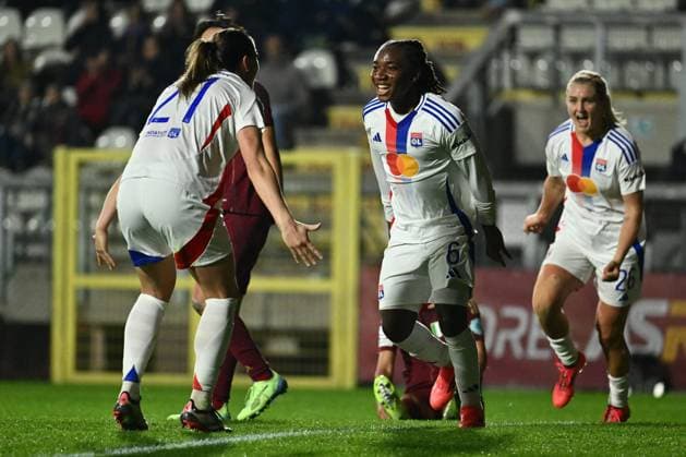Melchie Dumornay of Olympique Lyonnais celebrates after scoring the gol of 0-1 during Group A - Day 3 - UEFA Women s Champions League 2023 24 between A.S. Roma and Olympique Lyonnais at the Tre Fontane Stadium on November 13, 2024 in Rome, Italy.  Copyright: xDomenicoxCippitelli IPAxSportx x xx IPA_51528942 IPA_Agency_IPA51528942