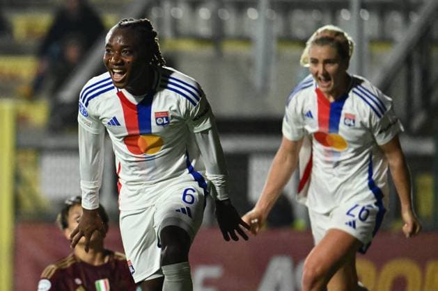 Melchie Dumornay of Olympique Lyonnais celebrates after scoring the gol of 0-1 during Group A - Day 3 - UEFA Women s Champions League 2023 24 between A.S. Roma and Olympique Lyonnais at the Tre Fontane Stadium on November 13, 2024 in Rome, Italy.  Copyright: xDomenicoxCippitelli IPAxSportx x xx IPA_51528945 IPA_Agency_IPA51528945