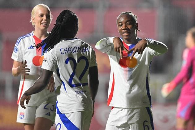 Foto IPP Roberto Ramaccia Roma 13 11 2024 Calcio Femminile Uefa Champions League Women 2024 2025 Roma vs Lione Olympique Lyonnais OL Nella foto Melchie Dumornay esulta dopo aver segnato il gol del 0-1 Italy Photo Press - World Copyright Roma italy  Copyright: xR4924_italyphotopressx