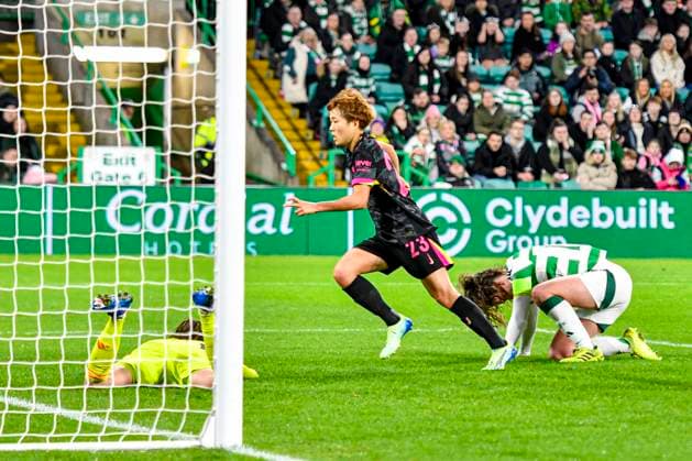 Celtic Women v Chelsea Women UEFA Womens Champions League Maika Hamano of Chelsea Women runs to collect the ball from the net after she scores during the UEFA Womens Champions League Group B match at Celtic Park, Glasgow UK Newspapers OUT Copyright: xJamiexJohnstonx FIL-20931-0064