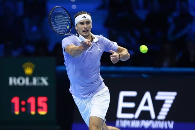 Alexander Zverev (Germany) controls the ball, Day 4, Nitto ATP, Tennis Herren Finals 2024, INALPI Arena, November 13, 2024, Turin, Italy.