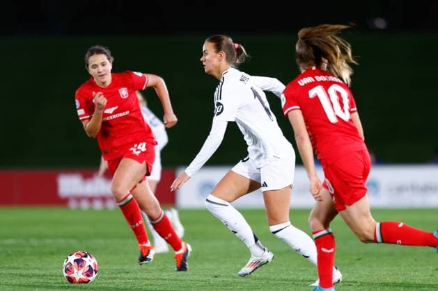 November 13, 2024, Valdebebas, Madrid, SPAIN: Caroline Moller-Hansen of Real Madrid in action during the UEFA Womenâ€⠢s Champions League, Group B, football match played between Real Madrid and FC Twente at Alfredo Di Stefano stadium on November 13, 2024, in Valdebebas, Madrid, Spain. Valdebebas SPAIN - ZUMAa181 20241113_zaa_a181_080 Copyright: xDennisxAgyemanx