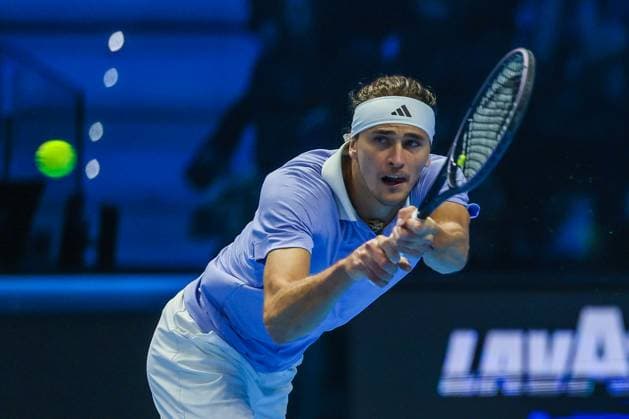 Alexander Zverev of Germany vs Casper Ruud of Norway Nitto ATP FINALS 2024 Turin 13 11 2024 Alexander Zverev of Germany seen in actions during Men s Singles Group Stage match against Casper Ruud of Norway on day four of the Nitto ATP Finals 2024 at Inalpi Arena Copyright: xBEAUTIFULxSPORTS Carabellix