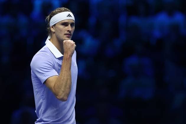 Alexander Zverev vs Casper Ruud Alexander Zverev of Germany celebrates during the Round Robin singles match between Alexander Zverev of Germany and Casper Ruud of Norway on Day four of the Nitto ATP, Tennis Herren World Tour Finals. Turin Inalpi Arena Italy Copyright: xMarcoxCanonierox