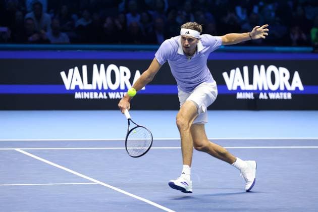 Alexander Zverev vs Casper Ruud Alexander Zverev of Germany in action during the Round Robin singles match between Alexander Zverev of Germany and Casper Ruud of Norway on Day four of the Nitto ATP, Tennis Herren World Tour Finals. Turin Inalpi Arena Italy Copyright: xMarcoxCanonierox