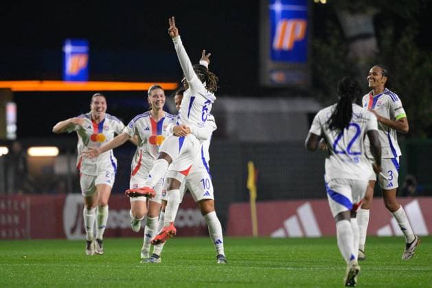 CALCIO - Champions League Women - Roma Women vs Lyon Olympique Lyonnais Melchie Dumornay celebrates after scoring the goal 0-2 during the UEFA Womenâ??s Champions League 2024 25 group stage group A match between AS Roma Women vs Olympique Lyonnais at the Tre Fontane stadium Rome on 13 November 2024. Rome Italy  Copyright: xIPAxSport ABACAx