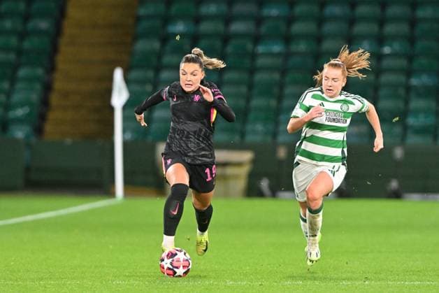 Celtic Women v Chelsea Women UEFA Womens Champions League Colette Cavanagh of Celtic Women and Johanna Rytting Kaneryd of Chelsea Women during the UEFA Womens Champions League Group B match at Celtic Park, Glasgow UK Newspapers OUT Copyright: xJamiexJohnstonx FIL-20931-0118