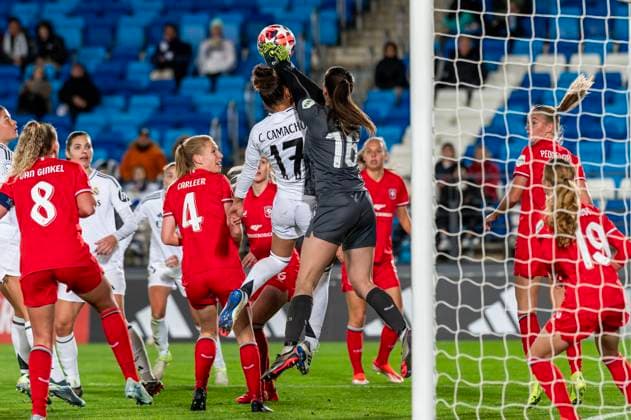 November 13, 2024, Valdebebas, Madrid, Spain: 17 CARLA CAMACHO, 16 OLIVIA CLARK.The WomenÃ‚Â s Champions League, football match played between REAL MADRID FEMENINO and FOOTBALL CLUB TWENTE at Stadium Alfredo Di Stefano on November 13, 2024, in Madrid, Spain. Valdebebas Spain - ZUMAc312 20241113_zsp_c312_006 Copyright: xOscarxManuelxSanchezx