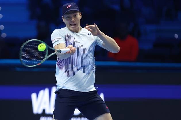 Harri Heliovaara (Finland) controls the ball, Day 5, Nitto ATP, Tennis Herren Finals 2024, INALPI Arena, November 14, 2024, Turin, Italy.